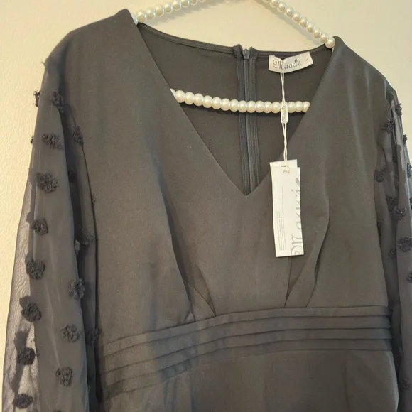 NWT| Maternity Swiss Dot Chiffon Sleeves Dress - Picture 5 of 8